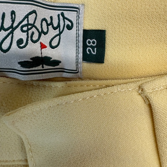 Bogey Boys Men’s The Best Pant Yellow Size 28 NWOT Straight Leg Pleated - Picture 4 of 5